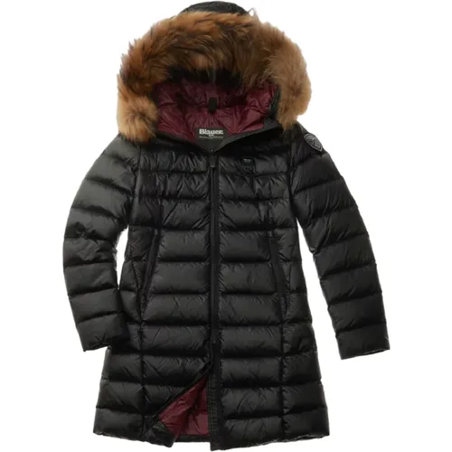 Quilted Down Jacket with Fur Trim , female, Sizes: 2XL, S, M, XS, XL, L - Blauer - Modalova