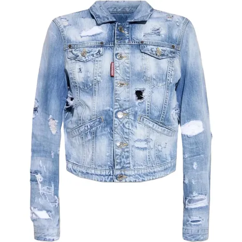 Gebrauchteffekt Jeansjacke - Dsquared2 - Modalova