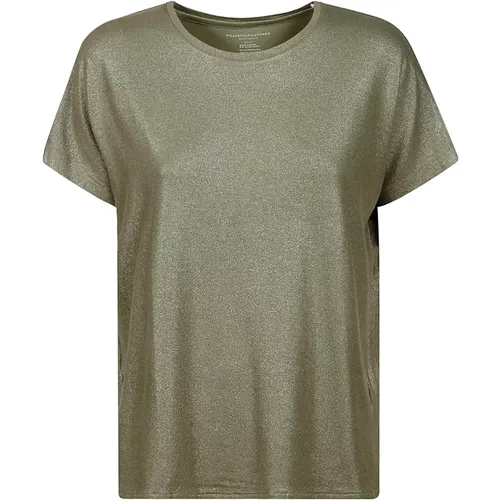 Short Sleeve Round Neck T-Shirt , female, Sizes: M - majestic filatures - Modalova