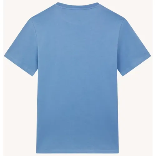 Blau Rundhals Logo T-Shirt , Herren, Größe: M - Dondup - Modalova
