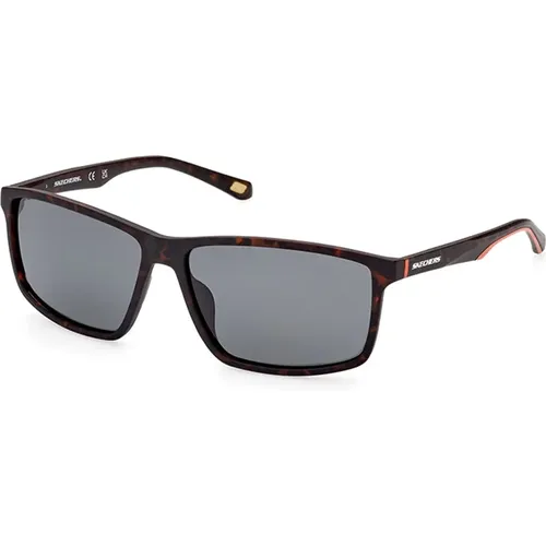 Polarized Sunglasses Havana Dark Gray Lens , male, Sizes: 61 MM - Skechers - Modalova