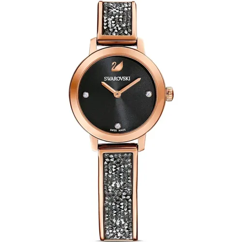 Watches, female, , Size: ONE SIZE Cosmic Rock Black Rosegold Watch - Swarovski - Modalova