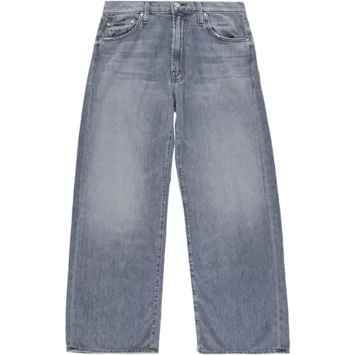 Graue Straight-Leg Jeans mit Whiskering , Damen, Größe: W25 - Mother - Modalova