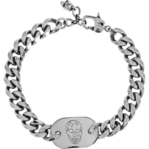 Bracelets, male, , Size: ONE SIZE Skull Engraved Chain Necklace - alexander mcqueen - Modalova