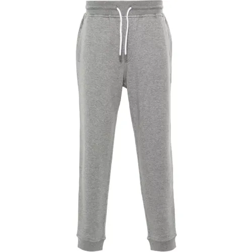 Sweatpants, male, , Size: 2XL Grey Trousers with Cuffs and Drawstring Waist - BRUNELLO CUCINELLI - Modalova