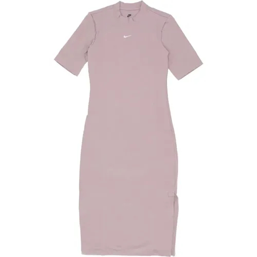 Essential Midi Kleid in Diffused Taupe/Weiß , Damen, Größe: M - Nike - Modalova