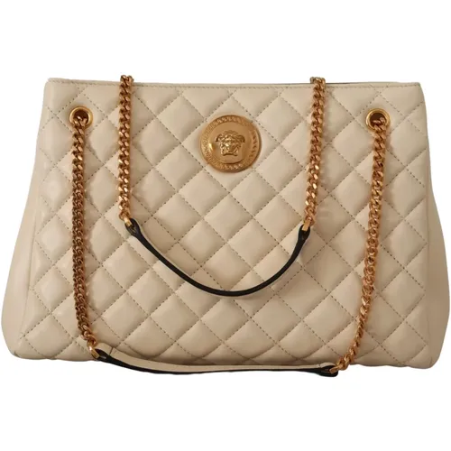 Elegant Quilted Leather Tote Bag , female, Sizes: ONE SIZE - Versace - Modalova