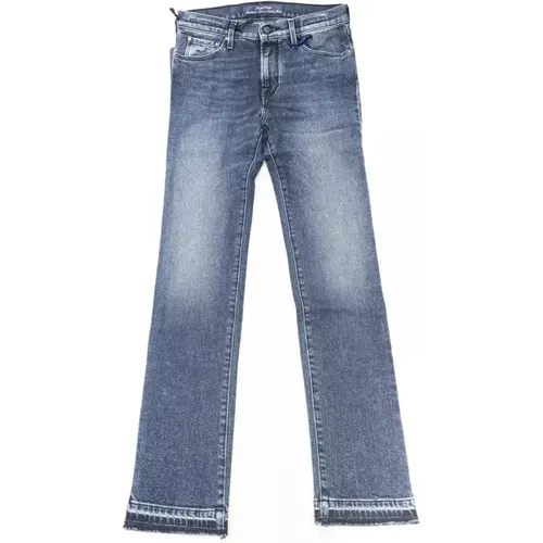 Blaue Slim Fit Jeans mit Fransen , Damen, Größe: W30 - Jacob Cohën - Modalova