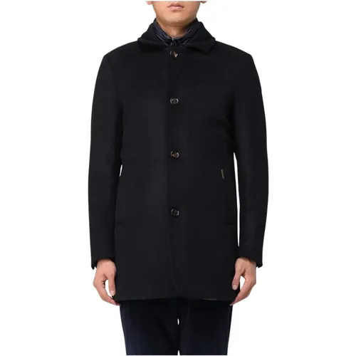 Single-Breasted Coats, male, , Size: XL Beaver wool coat, cashmere blend - Moorer - Modalova