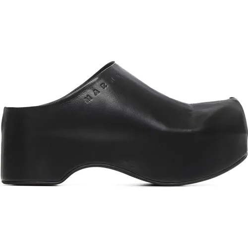 Leather Clog-Style Mules , female, Sizes: 4 UK, 3 UK - Marni - Modalova