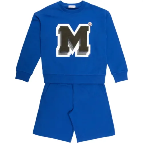 Blaues Kinder Sweatshirt und Shorts Set - Moncler - Modalova