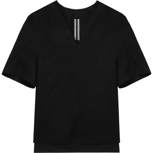 Casual Schwarzes T-Shirt mit kurzen Ärmeln - Rick Owens - Modalova