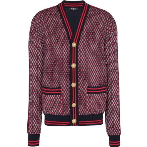 Monogram Wool Cardigan , male, Sizes: XL, M, L - Balmain - Modalova