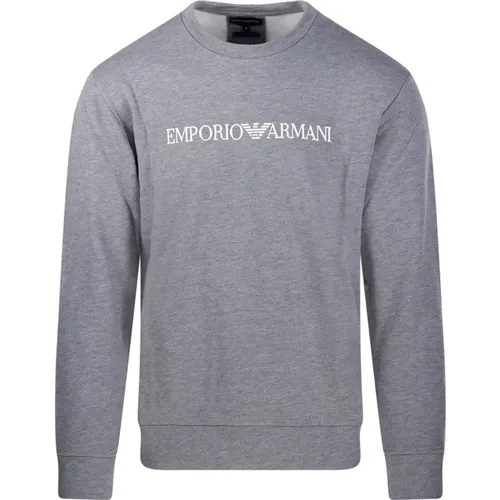 Sweatshirts, male, , Size: M Logo Round Neck Sweatshirt - Emporio Armani - Modalova