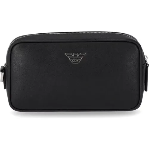 Regenerated Leather Toiletry Bag , male, Sizes: ONE SIZE - Emporio Armani - Modalova