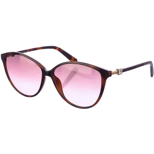 Braun-schwarze ovale Sonnenbrille mit rosa Verlaufsgläsern , Damen, Größe: ONE Size - Swarovski - Modalova