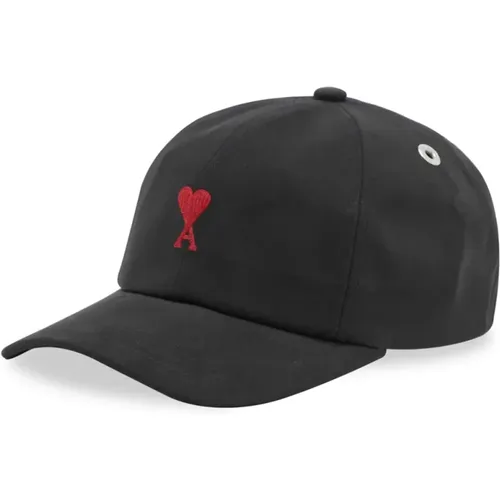 Red Logo Cap Cotton Canvas , unisex, Sizes: ONE SIZE - Ami Paris - Modalova