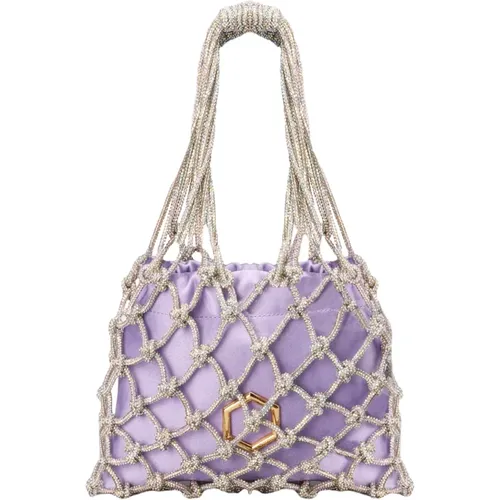 Handbags, female, , Size: ONE SIZE Carrie Crystal Mesh Mini Bag - Hibourama - Modalova