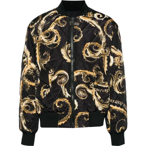 Schwarzer Parka Mantel Luxus Stil , Herren, Größe: L - Versace Jeans Couture - Modalova