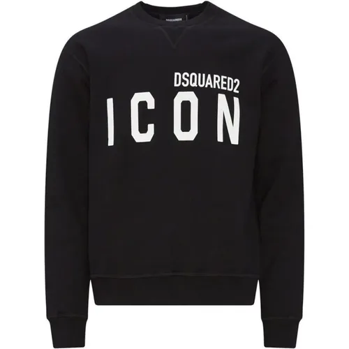 Icon Rundhals-Sweatshirt - Baumwolle , Herren, Größe: L - Dsquared2 - Modalova