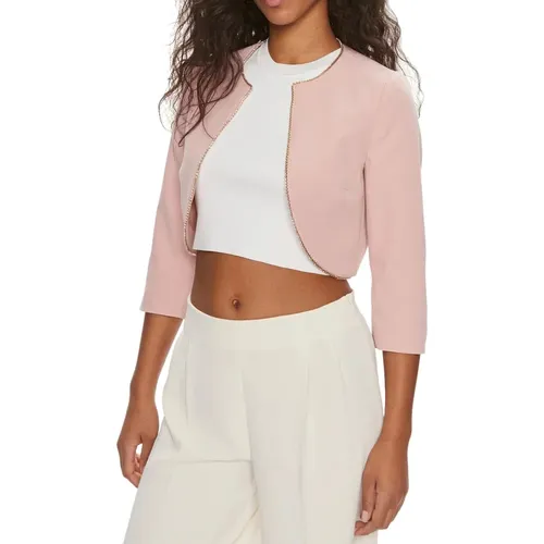 Rosa Cropped Blazer mit Zirkon Details , Damen, Größe: XL - Liu Jo - Modalova