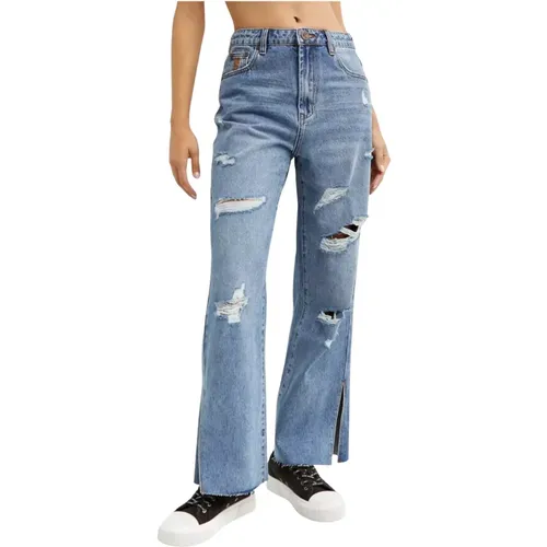 Blaue Distressed Wide Leg Jeans , Damen, Größe: W27 - One Teaspoon - Modalova