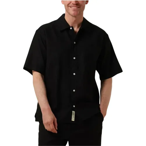Schwarzes Leinenhemd Casual Stil,Leinenhemd für Herren - Woodbird - Modalova