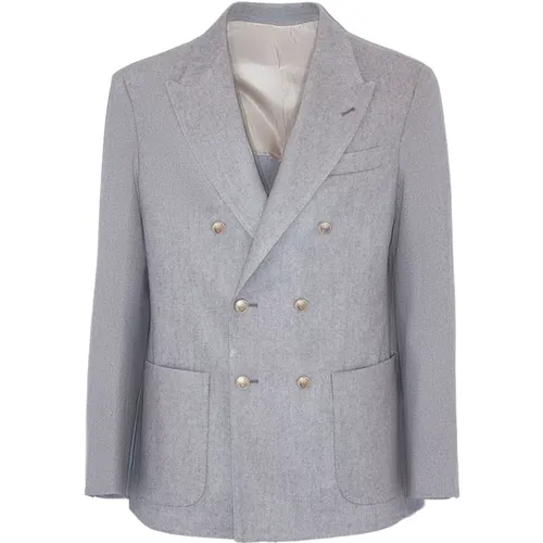 Blazers, male, , Size: L Grey Wool Cashmere Blend Jacket - Eleventy - Modalova