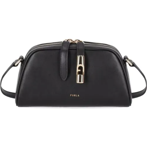 Schwarze Mini Crossbody Tasche mit Goldzylinder , Damen, Größe: ONE Size - Furla - Modalova