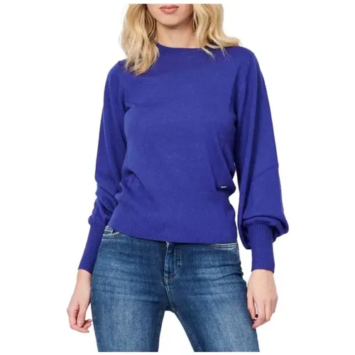 Gerippter Rundhalsausschnitt Langarm Pullover , Damen, Größe: S - Armani Exchange - Modalova