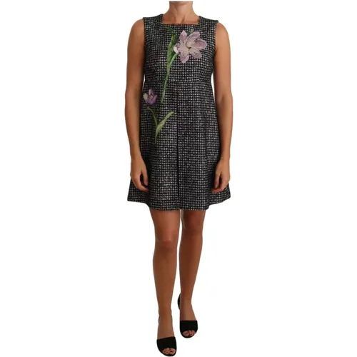 Floral Applique Shift Dress , female, Sizes: XS - Dolce & Gabbana - Modalova