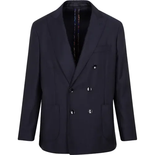 Blazers, male, , Size: S Virgin Wool Pinstripe Jacket - ETRO - Modalova