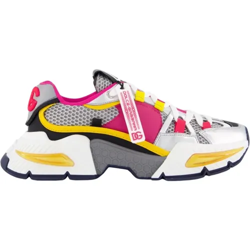 Womens Air Master Sneaker Pink/Yellow , female, Sizes: 7 UK, 4 1/2 UK, 4 UK, 8 UK, 5 UK, 6 UK - Dolce & Gabbana - Modalova