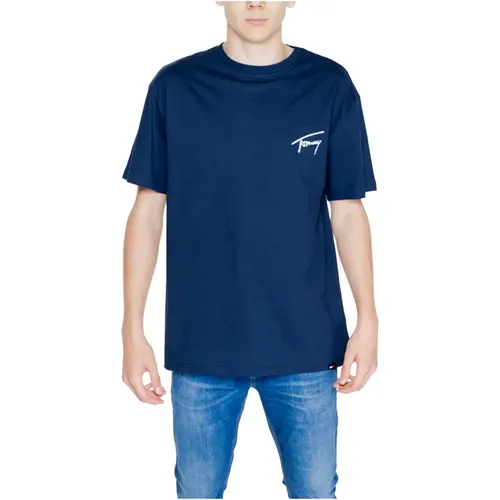 Signature Baumwoll T-Shirt Frühling/Sommer Kollektion , Herren, Größe: M - Tommy Jeans - Modalova