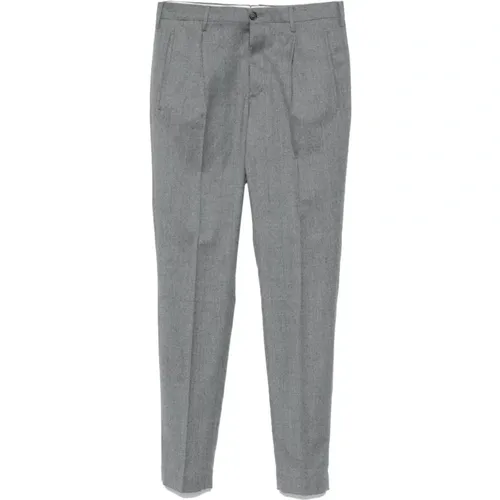 Chinos, male, , Size: XL Grey Wool Flannel Trousers Slim Fit - Incotex - Modalova