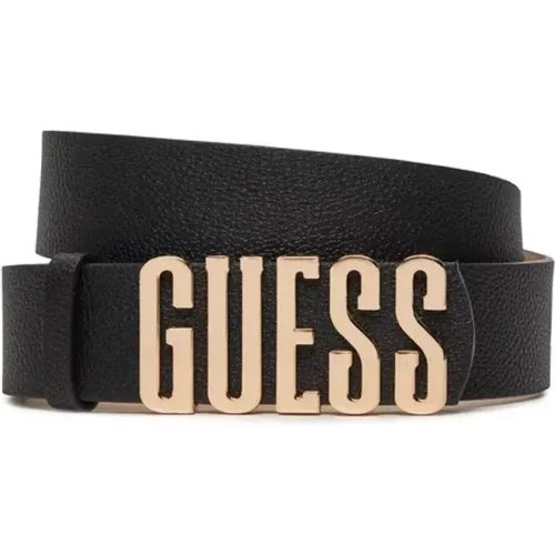 Logo Gürtel - Schwarzes Leder , Damen, Größe: S - Guess - Modalova