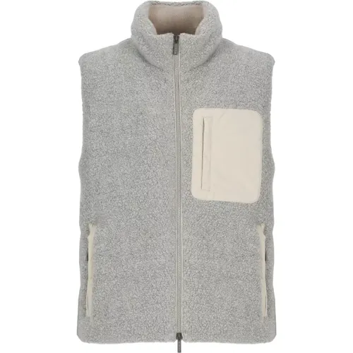 Vests, male, , Size: L Grey Wool Sleeveless High Neck Vest - PESERICO - Modalova