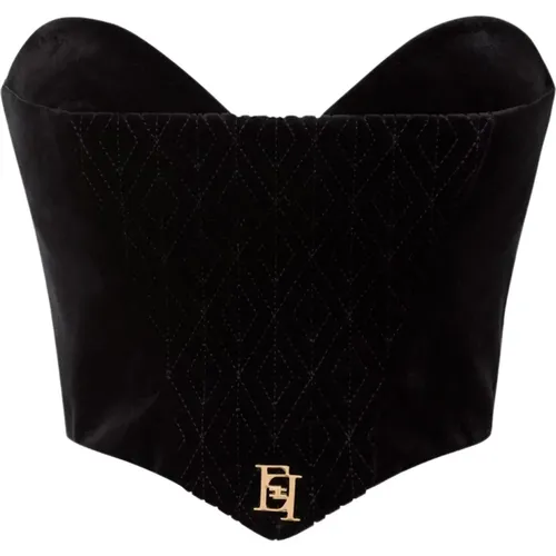 Velvet Corset Top , female, Sizes: L - Elisabetta Franchi - Modalova