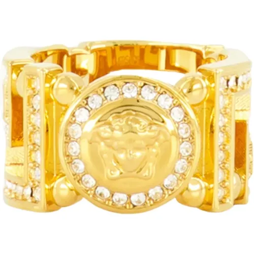 Rings, unisex, , Size: 54 MM Medusa Greca Crystal Ring - Versace - Modalova