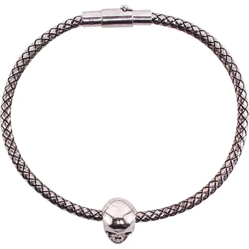 Silver Skull Charm Metal Bracelet - Aw23 , male, Sizes: M - alexander mcqueen - Modalova