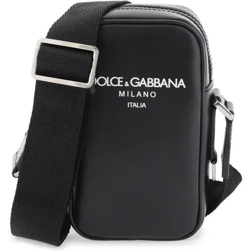 Kleine Leder-Crossbody-Tasche mit Logo-Print - Dolce & Gabbana - Modalova