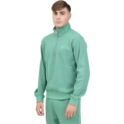 Grüner Half-Zip Pullover Essentials Waffel - adidas Originals - Modalova