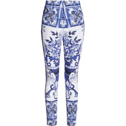 ‘Grace’ patterned jeans , female, Sizes: 2XS - Dolce & Gabbana - Modalova