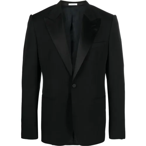 Blazers, male, , Size: M Silk Lapel Jacket - alexander mcqueen - Modalova