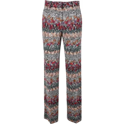 Wide Trousers, female, , Size: S Patterned Wool Blend Trousers - Missoni - Modalova