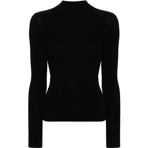 Gerippter Strick Rollkragenpullover Schwarz , Damen, Größe: S - Twinset - Modalova