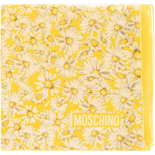 Silky Scarves, unisex, , Size: ONE SIZE Silk scarf with floral motif - Moschino - Modalova