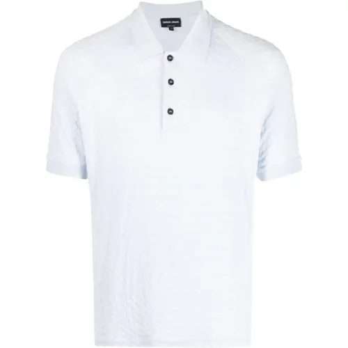 Elegantes Blaues Poloshirt mit Kurzen Ärmeln,Polo Shirts - Giorgio Armani - Modalova