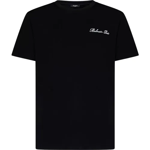 Logo Embroidered T-Shirt , male, Sizes: S, M, XS, XL, L, 2XS - Balmain - Modalova