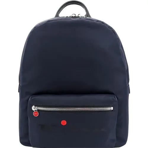 Logo Print Nylon and Leather Backpack , male, Sizes: ONE SIZE - Kiton - Modalova